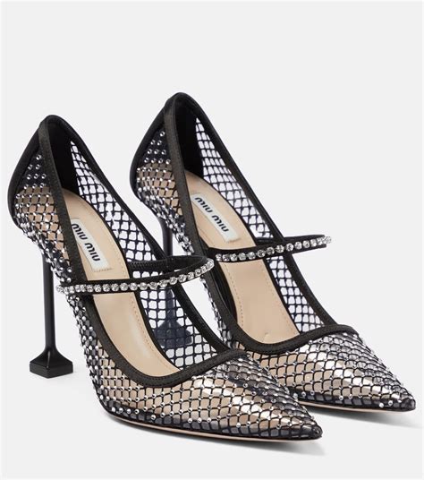 miu miu crystal embellished pumps